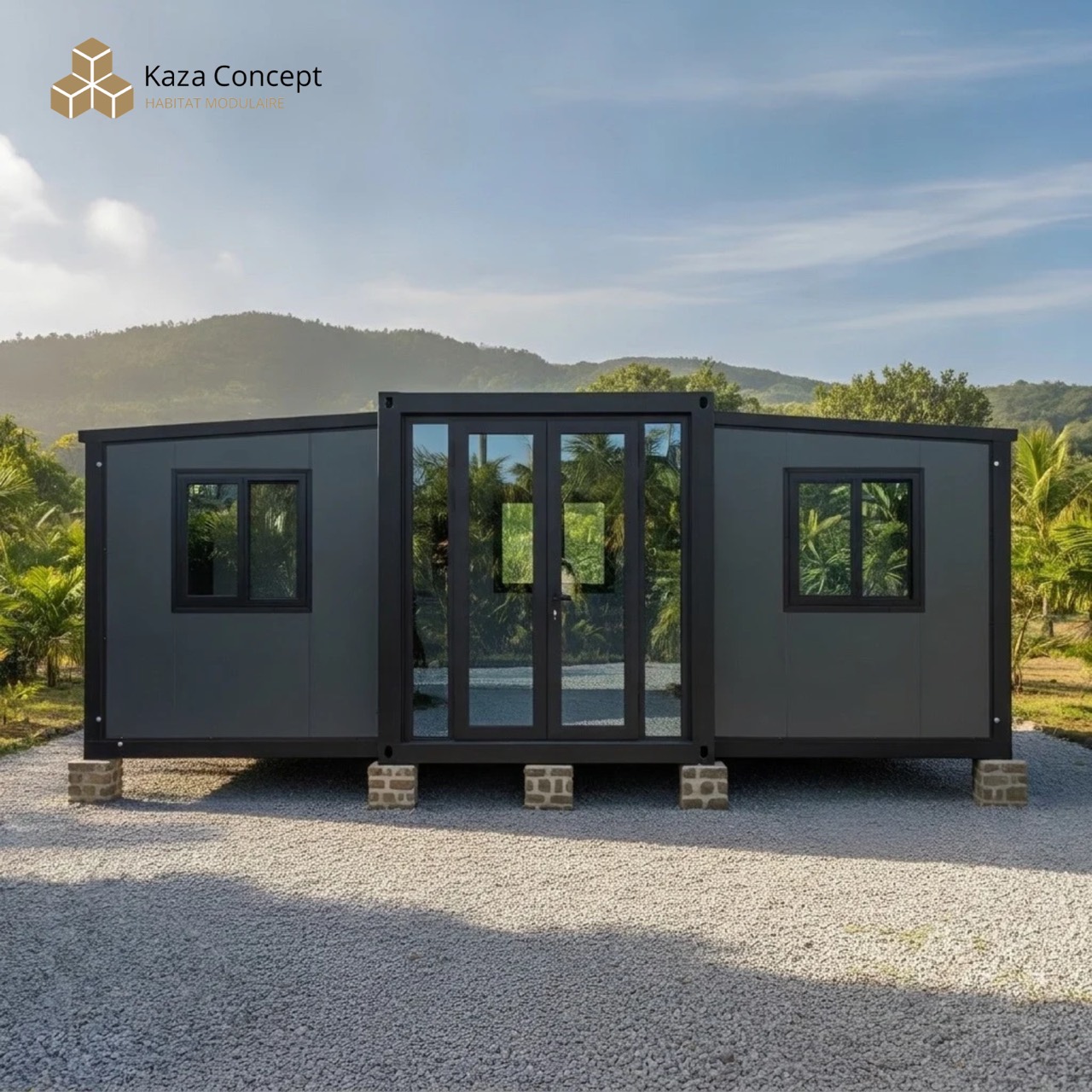 Modèle KAZ Pepper Black — maison container aménagé à La Réunion (974)