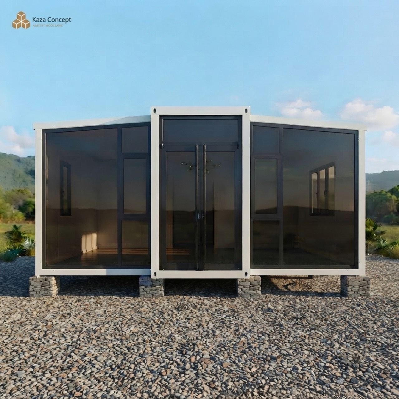 Modèle KAZ Pepper White — maison container aménagé à La Réunion (974)