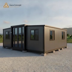 KAZ Pepper Black vu du côté droit, avec sa porte-fenêtre centrale ouverte